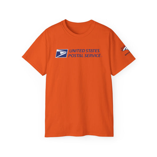 USPS Logo with Denver Broncos on sleeve Unisex T-shirt